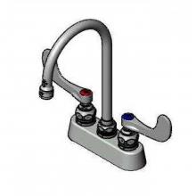 T&S Brass B-1140-WH4 - Workboard Faucet, Deck Mount, 3-1/2'' Centers, Swivel Gooseneck, 4'' Wrist-Act