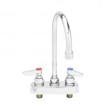 T&S Brass B-1140 - Workboard Faucet, Deck Mount, 3-1/2'' Centers, Swivel Gooseneck, Lever Handles