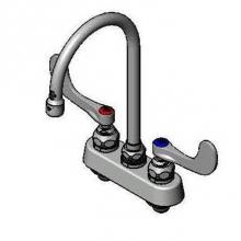 T&S Brass B-1141-04 - Workboard Faucet, Deck Mount, 4'' Centers, Swivel Gooseneck, Wrist Action Handles