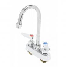 T&S Brass B-1141-2-V12-CR - 4'' Deck Mount Workboard Faucet, Ceramas, Gooseneck, 1.2 GPM VR Aerator, Lever Handles