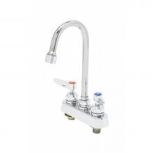 T&S Brass B-1141-2-V22-CR - 4'' Deck Mount Workboard Faucet, Ceramas, Gooseneck, 2.2 GPM VR Aerator, Lever Handles