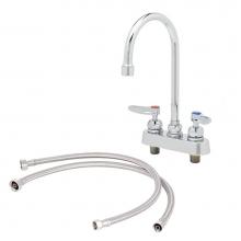 T&S Brass B-1141-CR-KIT - Workboard Faucet, 4'' Deck Mount, Ceramas, Swivel Gooseneck, 2.2 GPM Aerator, Lever Hand