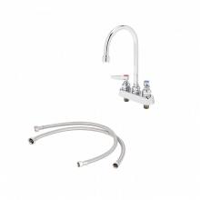 T&S Brass B-1141-KIT - Workboard Faucet, Deck Mount, 4'' Centers, 133X Swivel Gooseneck, Lever Handles w/ Inlet