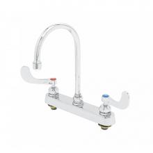 T&S Brass B-1142-04-CR - 8'' Deck Mount Workboard Faucet, Ceramas, 4'' Wrist-Action Handles, 133X Swive