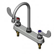 T&S Brass B-1142-04 - 8''c/c Deck Mount Workboard Faucet,4''Wrist Action Handles,133X Swivel Goosene