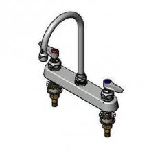 T&S Brass B-1142-XS - Workboard Faucet, Deck Mount, 8'' Centers, Swivel Gooseneck, Lever Handles, 2'&apos