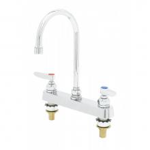 T&S Brass B-1142-XS - Workboard Faucet, Deck Mount, 8'' Centers, Swivel Gooseneck, Lever Handles, 2'&apos