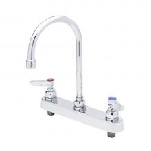 T&S Brass B-1142 - Workboard Faucet, Deck Mount, 8'' Centers, 6'' Swivel Gooseneck, Lever Handles