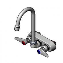 T&S Brass B-1146-02A - Workboard Faucet, 4'' Wall Mount, 179X-A22 Swivel Gooseneck, Lever Handles, Aerator
