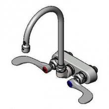 T&S Brass B-1146-04 - Workboard Faucet, Wall Mount, 4'' Centers, Swivel Gooseneck, 4'' Wrist Action