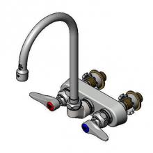 T&S Brass B-1146-XS - Workboard Faucet, Wall Mount, 4'' Centers, Swivel Gooseneck, Lever Handles, 2'&apos