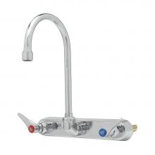 T&S Brass B-1147-XS - Workboard Faucet, Wall Mount, 8'' Centers, Swivel Gooseneck, Lever Handles, 2'&apos