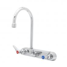 T&S Brass B-1147 - Workboard Faucet, Wall Mount, 8'' Centers, Swivel Gooseneck, Lever Handles