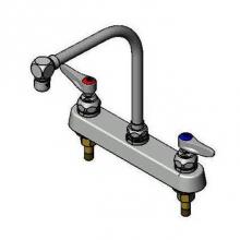 T&S Brass B-1148 - Workboard Faucet, 8'' Deck Mount, High-Arc Gooseneck, Lever Handles, 2.2 GPM Aerator