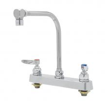 T&S Brass B-1148 - Workboard Faucet, 8'' Deck Mount, High-Arc Gooseneck, Lever Handles, 2.2 GPM Aerator