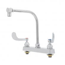 T&S Brass B-1149 - Workboard Faucet, 8'' Deck Mount, High-Arc Gooseneck, 4'' Wrist Handles, 2.2 G