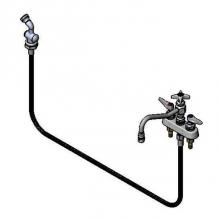 T&S Brass B-1151 - Workboard Faucet, Deck Mount, 4'' Centers, 8'' Swing Nozzle w/Diverter, Hose,