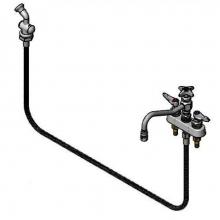 T&S Brass B-1151 - Workboard Faucet, Deck Mount, 4'' Centers, 8'' Swing Nozzle w/Diverter, Hose,