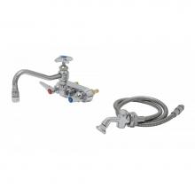 T&S Brass B-1156-CR - 4'' Workboard Faucet, Wall Mount, Ceramas, 8'' Swing Nozzle w/Diverter, Hose,