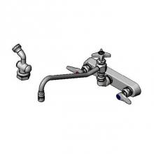 T&S Brass B-1157-12 - Workboard Faucet, 8'' Wall Mount, 12'' Swing Nozzle w/ Diverter, Hose, Spray V