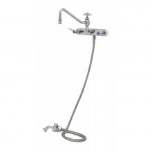 T&S Brass B-1157-12 - Workboard Faucet, 8'' Wall Mount, 12'' Swing Nozzle w/ Diverter, Hose, Spray V