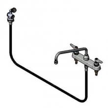 T&S Brass B-1172-01 - Workboard Faucet, 8'' Deck Mount, 12'' Swing Nozzle, Side Spray w/ Rosespray O