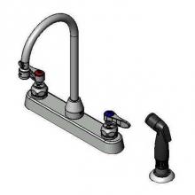T&S Brass B-1172-07-133X - 8'' c/c Workboard Faucet w/ 5 3/4'' Swivel Gooseneck, 7' Sidespray Hose