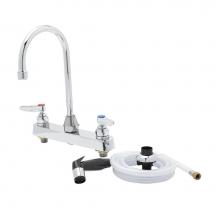 T&S Brass B-1172-07-133X - 8'' c/c Workboard Faucet w/ 5 3/4'' Swivel Gooseneck, 7' Sidespray Hose