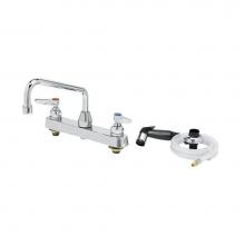 T&S Brass B-1172-CR - Workboard Faucet, 8'' c/c Deck Mount, Ceramas, 8'' Swing Nozzle, Diverter, Hos