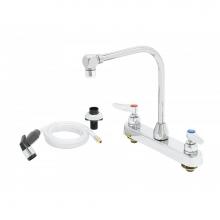 T&S Brass B-1173 - Workboard Faucet, 8'' Deck Mount, High-Arc Gooseneck, 2.2 GPM Aerator, Sidespray