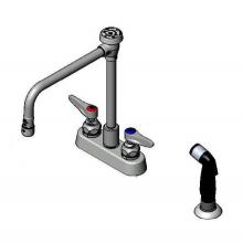 T&S Brass B-1177 - Workboard Faucet, Deck Mount, 4'' Centers, Rigid Vac. Breaker Nozzle, Side Spray