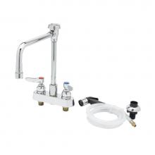 T&S Brass B-1177 - Workboard Faucet, Deck Mount, 4'' Centers, Rigid Vac. Breaker Nozzle, Side Spray