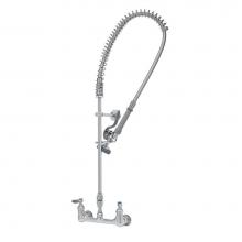 T&S Brass B-2278 - Pre-Rinse, 8'' Wall Mount Base, Vacuum Breaker, 44'' SS Flex Hose, Spray Valve