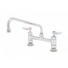 T&S Brass B-2280-CR - 8'' Deck Mount Base Faucet With Ceramic Cartridges, 12'' Swivel Nozzle & L