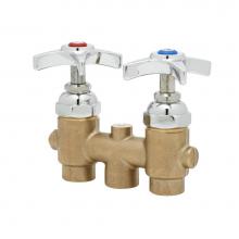 T&S Brass B-2297 - Mixing Valve, 3'' Center, Four-Arm Handles, 3/8'' NPT Female Inlets/Outlet, Le