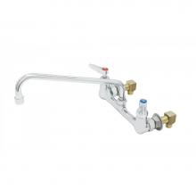 T&S Brass B-2299-CR-EK - 8'' Wall Mount Mixing Faucet, Ceramas, 14'' Swing Nozzle, Lever Handles, Inlet