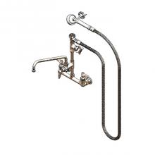 T&S Brass B-2308 - 8'' Wall Mount Faucet, Add-On w/ 12'' Swing Nozzle, VB, B-0080-H Hose & An