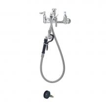 T&S Brass B-2312 - Pot & Kettle Filler, 8'' Wall Mount, Vacuum Breaker, 44'' Hose w/ Quick-Co