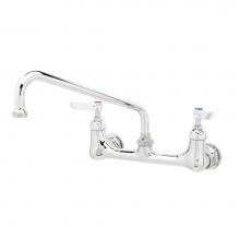 T&S Brass B-2342 - Double Pantry Faucet, Wall Mount, 8'' Centers, 10'' Swing Nozzle, Lever Handle