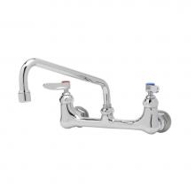 T&S Brass B-2342 - Double Pantry Faucet, Wall Mount, 8'' Centers, 10'' Swing Nozzle, Lever Handle