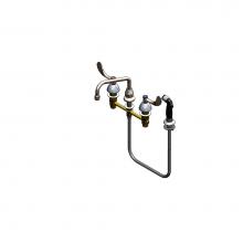 T&S Brass B-2347-02-WH4CR - 8'' Faucet w/ Sidespray, 8'' Swing Nozzle w/ Aerator, Wrist-Action Handles &am
