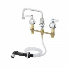 T&S Brass B-2347-02 - Medical Faucet w/Sidespray, 8'' Centers, 8'' Swing Nozzle w/Aerator, Lever Han