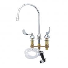 T&S Brass B-2347-05 - Medical Faucet w/Sidespray, 8'' Centers, Swivel Gooseneck w/Aerator, 4'' Wrist