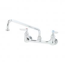 T&S Brass B-2445 - Double Pantry Faucet, Wall Mount, 8'' Centers, 12'' Swing Nozzle, Spring Check