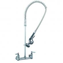 T&S Brass B-2455 - Pre-Rinse, Overhead Spring, Wall Mount, 8'' Centers, 12'' Wall Bracket, Supply