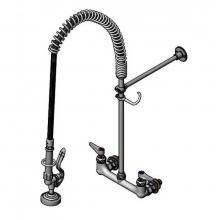 T&S Brass B-2455 - Pre-Rinse, Overhead Spring, Wall Mount, 8'' Centers, 12'' Wall Bracket, Supply