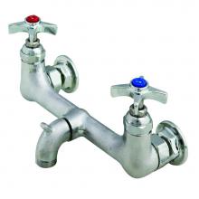 T&S Brass B-2480 - Service Sink Faucet, Garden Hose Outlet, 4-Arm Handles, Rough Chrome Finish