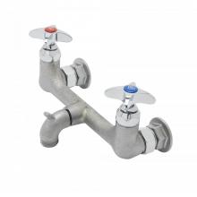 T&S Brass B-2480 - Service Sink Faucet, Garden Hose Outlet, 4-Arm Handles, Rough Chrome Finish