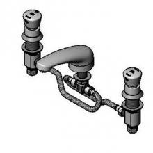 T&S Brass B-2483 - Lavatory Faucet, Push-Button Self-Closing, Flex Lines, 5'' Cast Spout