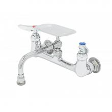 T&S Brass B-2484 - Double Pantry Faucet, 8'' Wall Mount, 6'' Swing Nozzle w/ Soap Dish, Lever Han